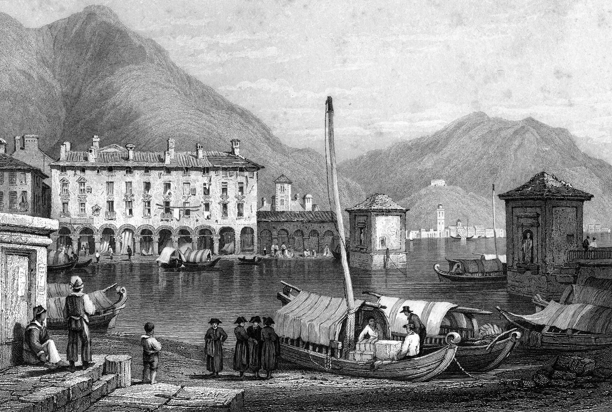 Como och Comosjön, Lombardiet, Italien, 1800-talet. av Thomas Barber
