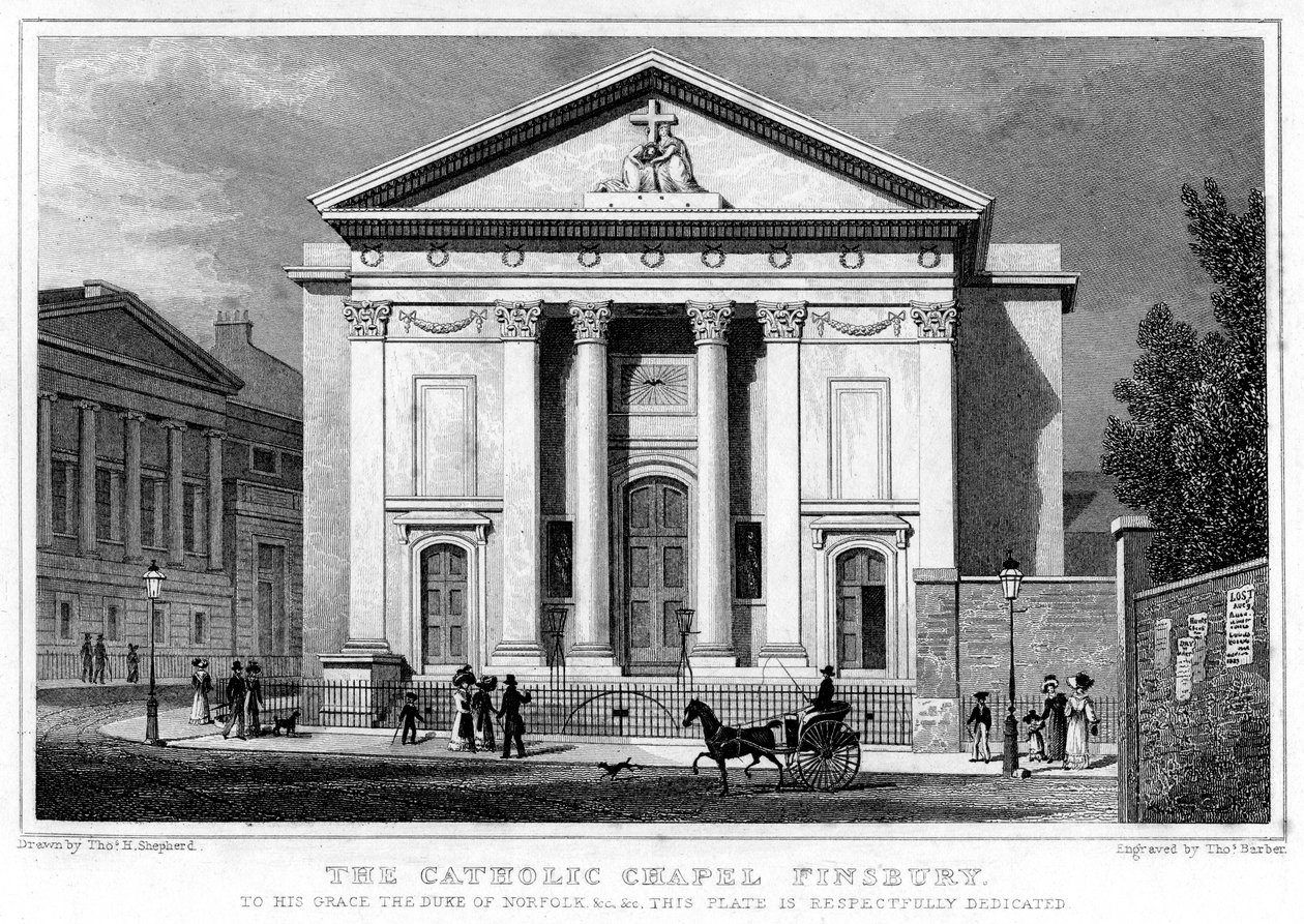 Det katolska kapellet, Finsbury, London, 1827. av Thomas Barber