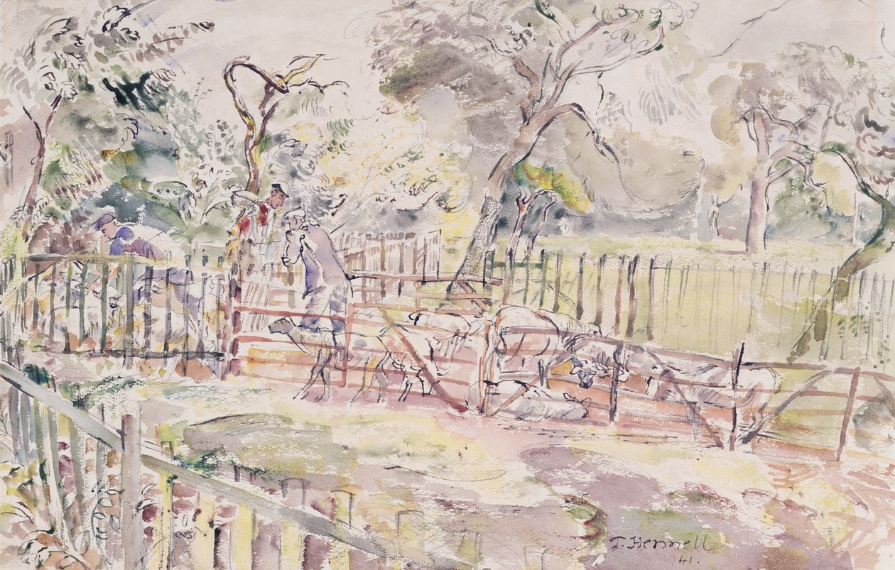 Fårdoppning, New Street, Ridley, 1941 av Thomas Barclay Hennell