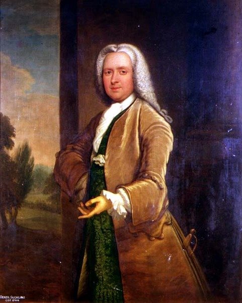 Porträtt av Denzil Suckling (d.1744) (olja) av Thomas Bardwell