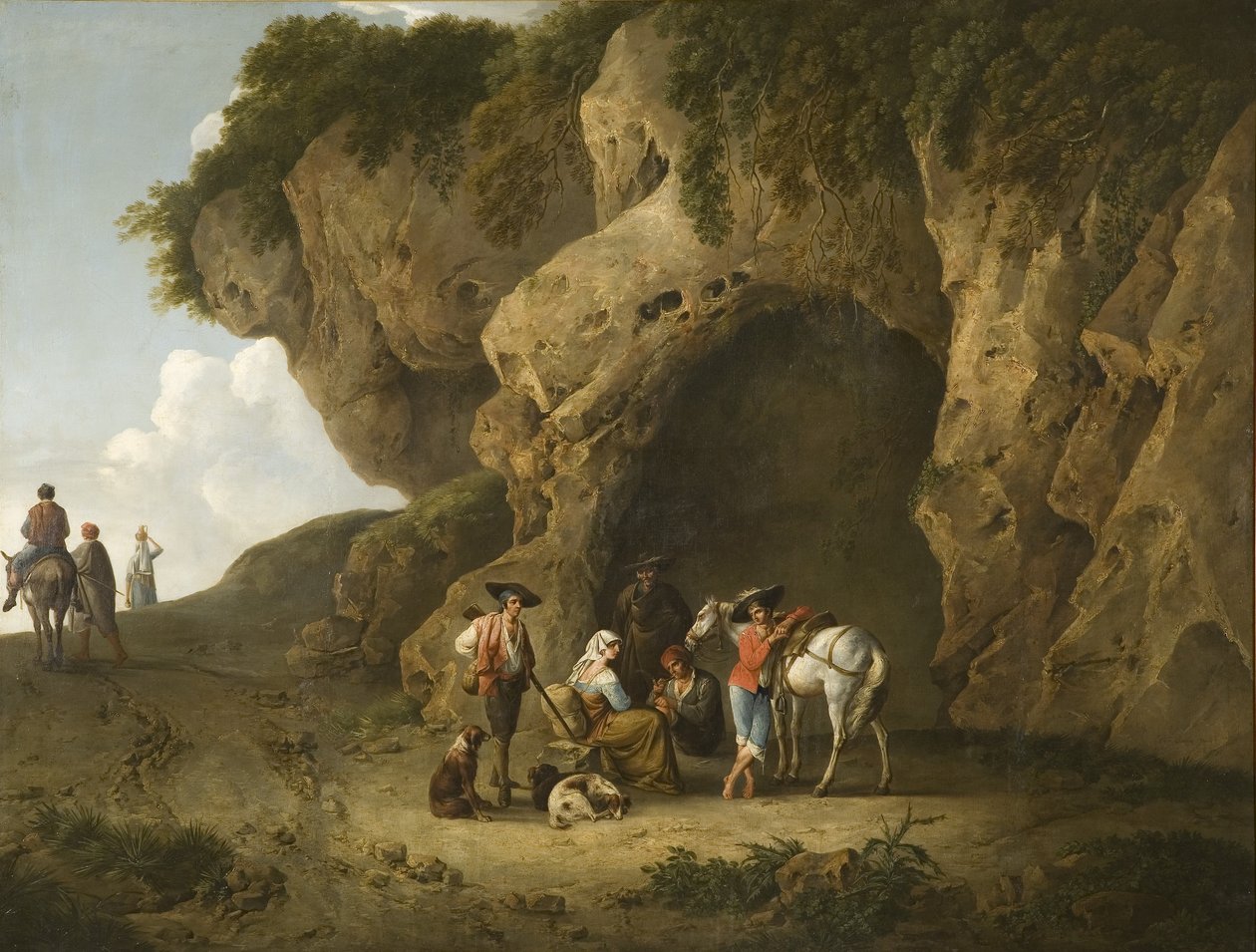 Grottscen nära Subiaco, med figurer av Thomas Barker