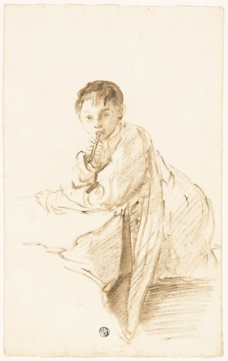 Barn med musikinstrument av Thomas Barker