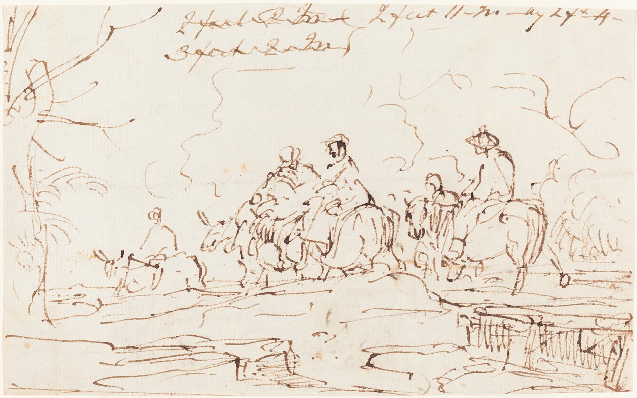 Figurer i ett landskap [recto] av Thomas Barker