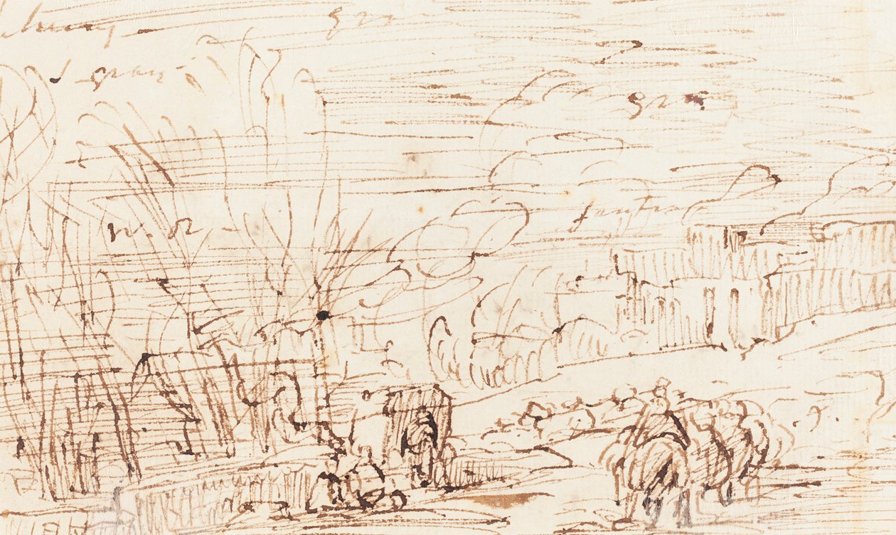 Figurer i ett landskap [verso] av Thomas Barker