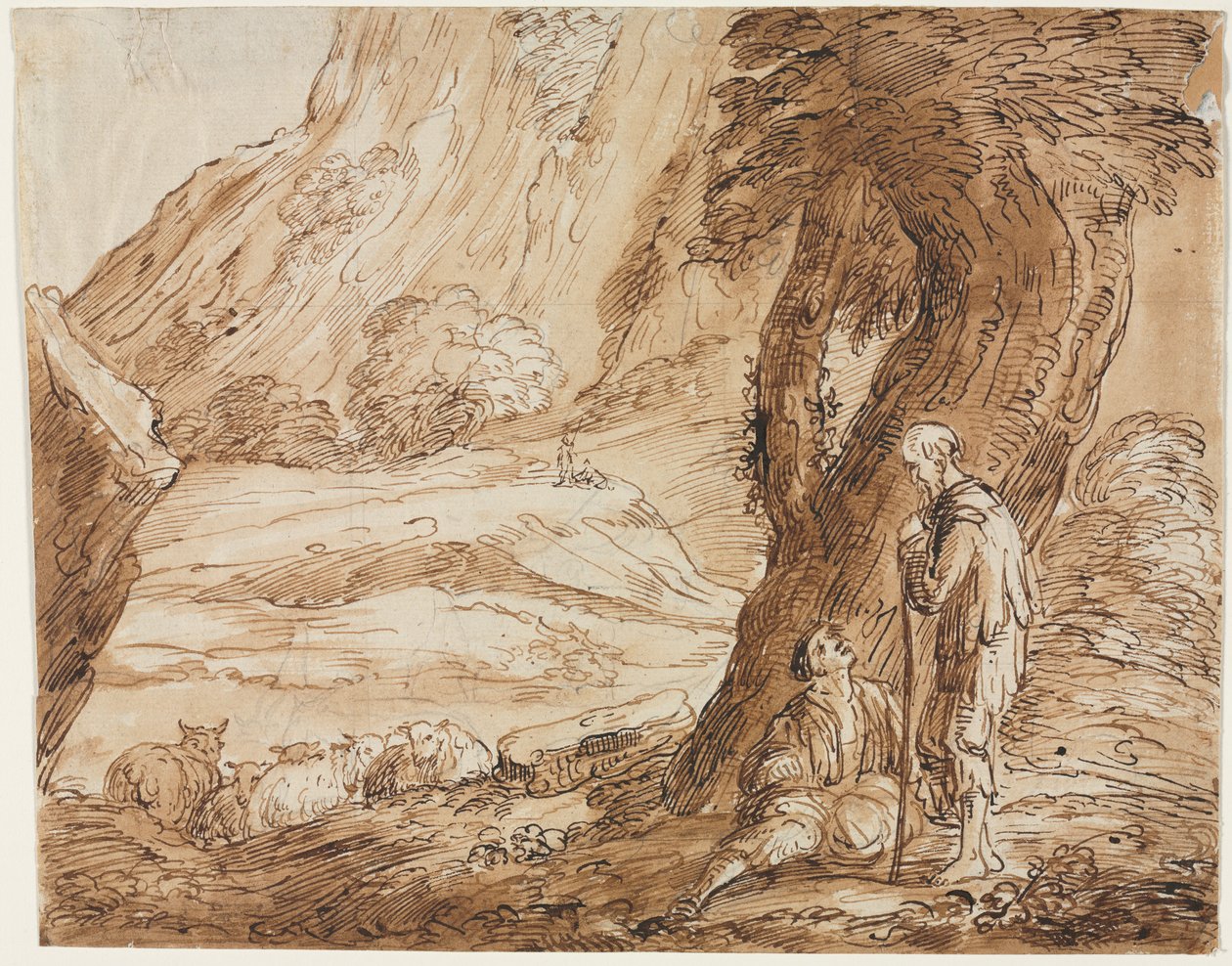 Landskap med får och två herdar av Thomas Barker