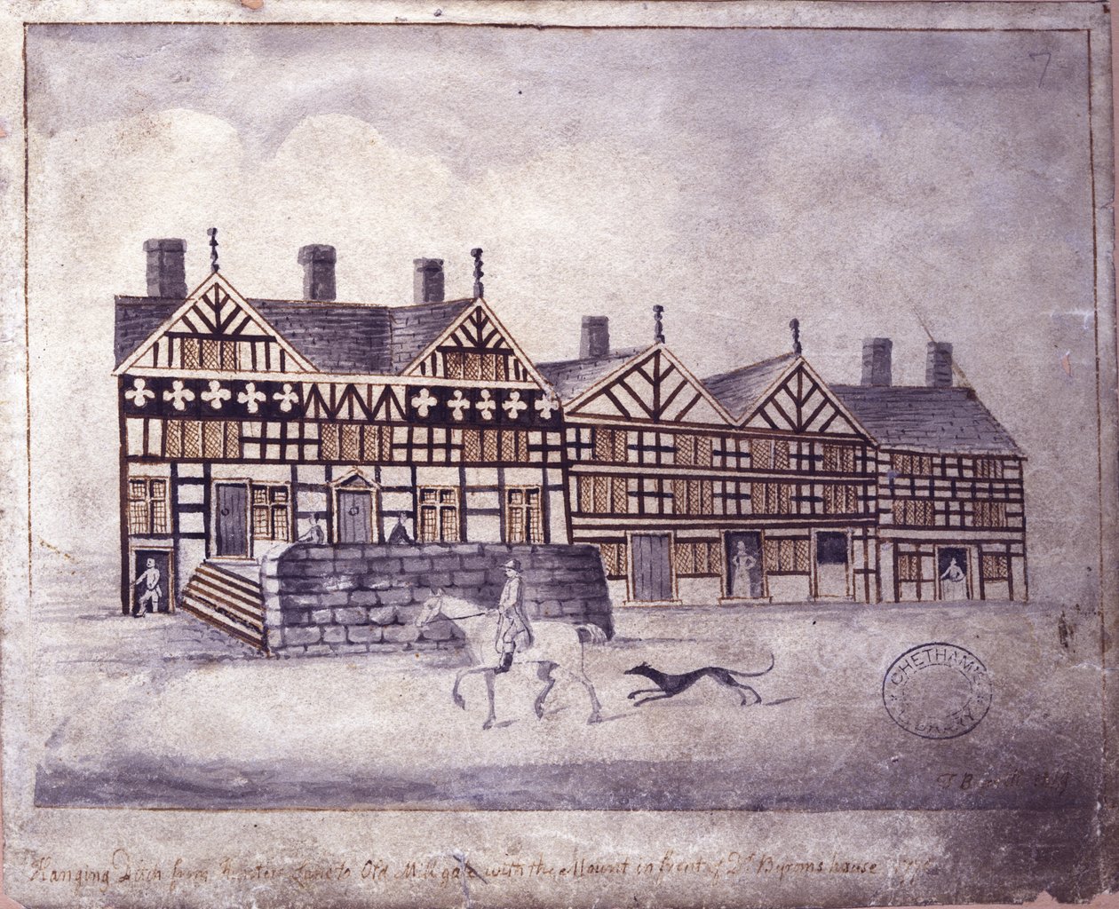 Hanging Ditch, Manchester, 1819 (penna och bläck och tvätt på papper) av Thomas Barritt