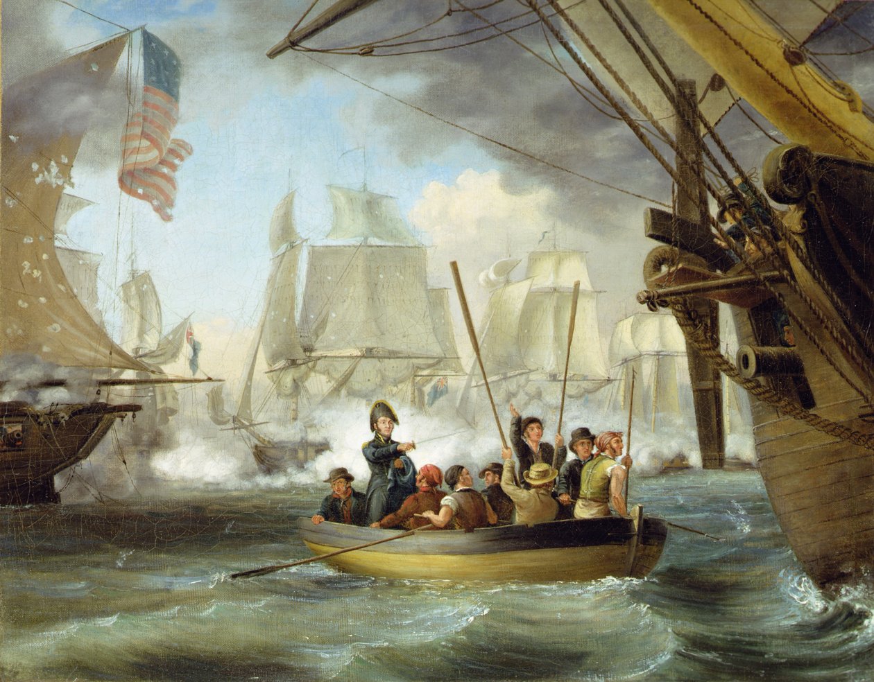 Commodore Perry vid slaget vid Lake Erie (olja på duk) av Thomas Birch