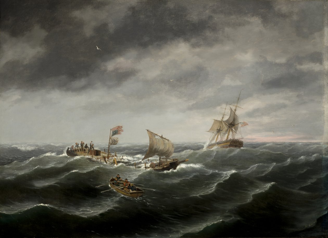 Sänkningen av skonaren «John S. Spence» från Norfolk, Virginia, 2:a vyn - räddning av de överlevande av Thomas Birch