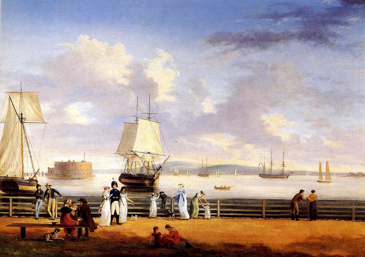 New Yorks hamn, omkring 1810 av Thomas Birch