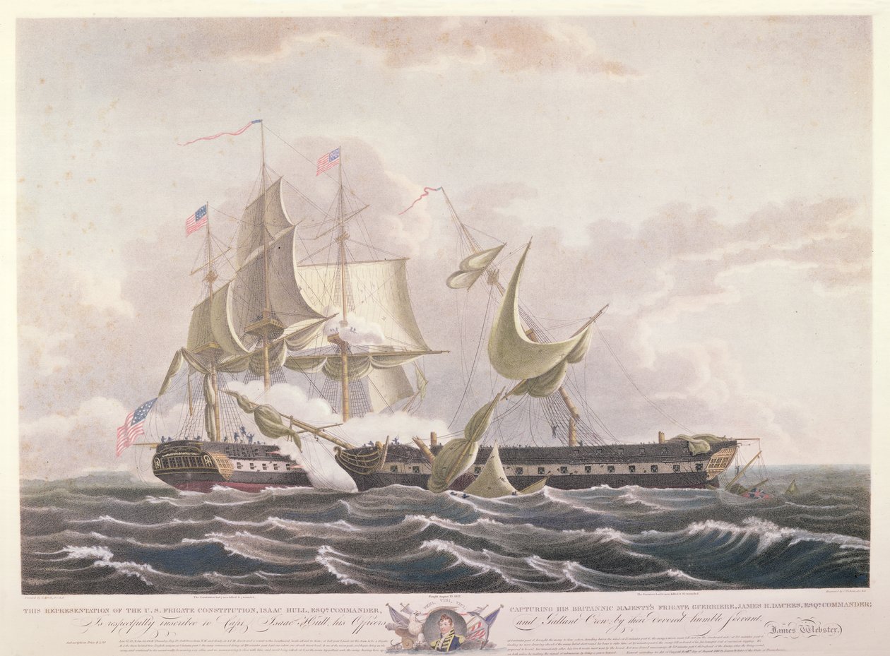 Striden mellan USS Constitution och HMS Guerriere av Thomas Birch