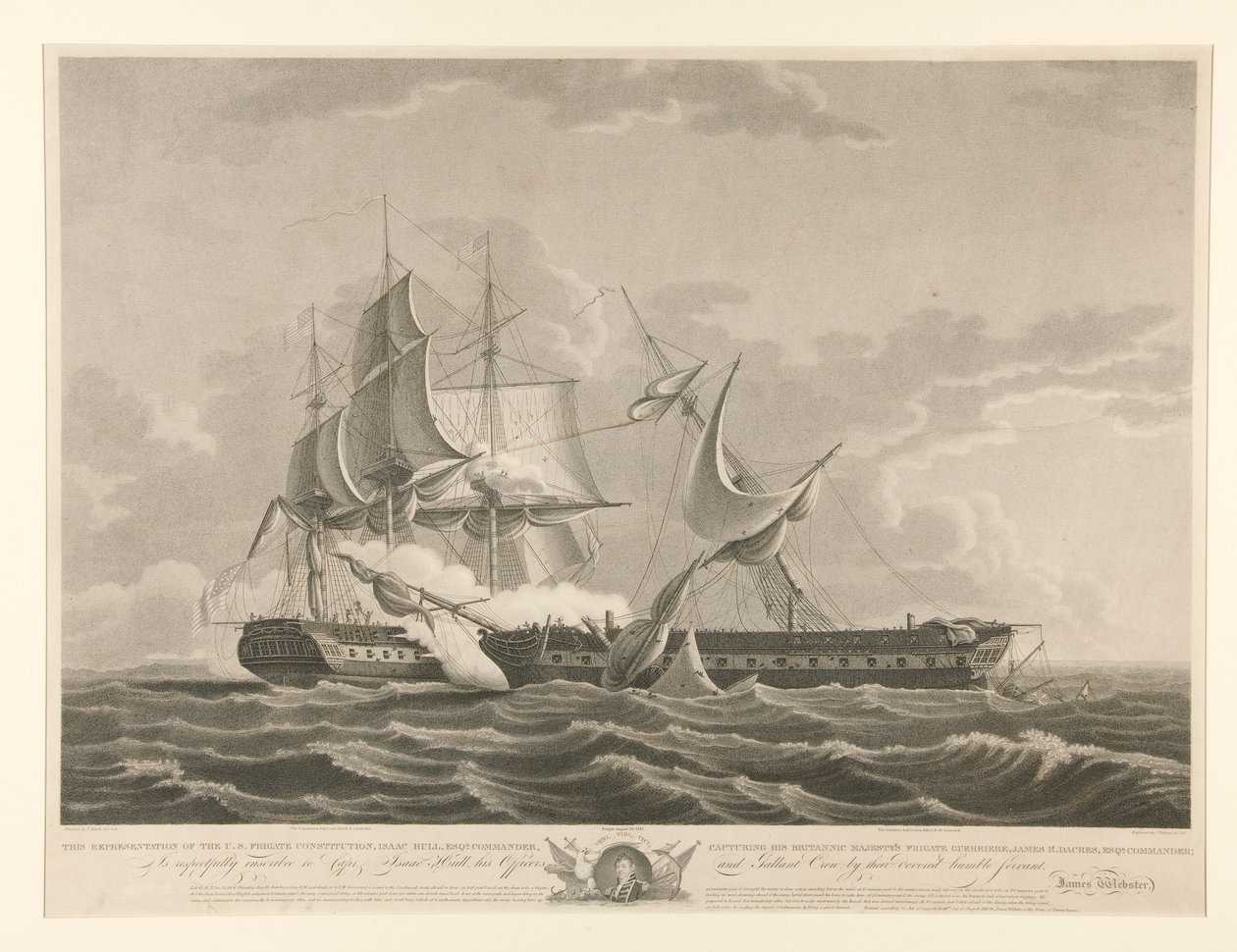 Denna representation av U.S. Fregate Constitution fångar av Thomas Birch