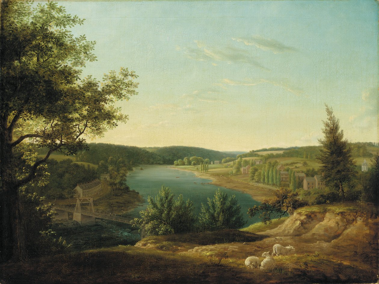 Utsikt över Kedjebron och Falls of the Schuylkill, Five Miles from Philadelphia av Thomas Birch