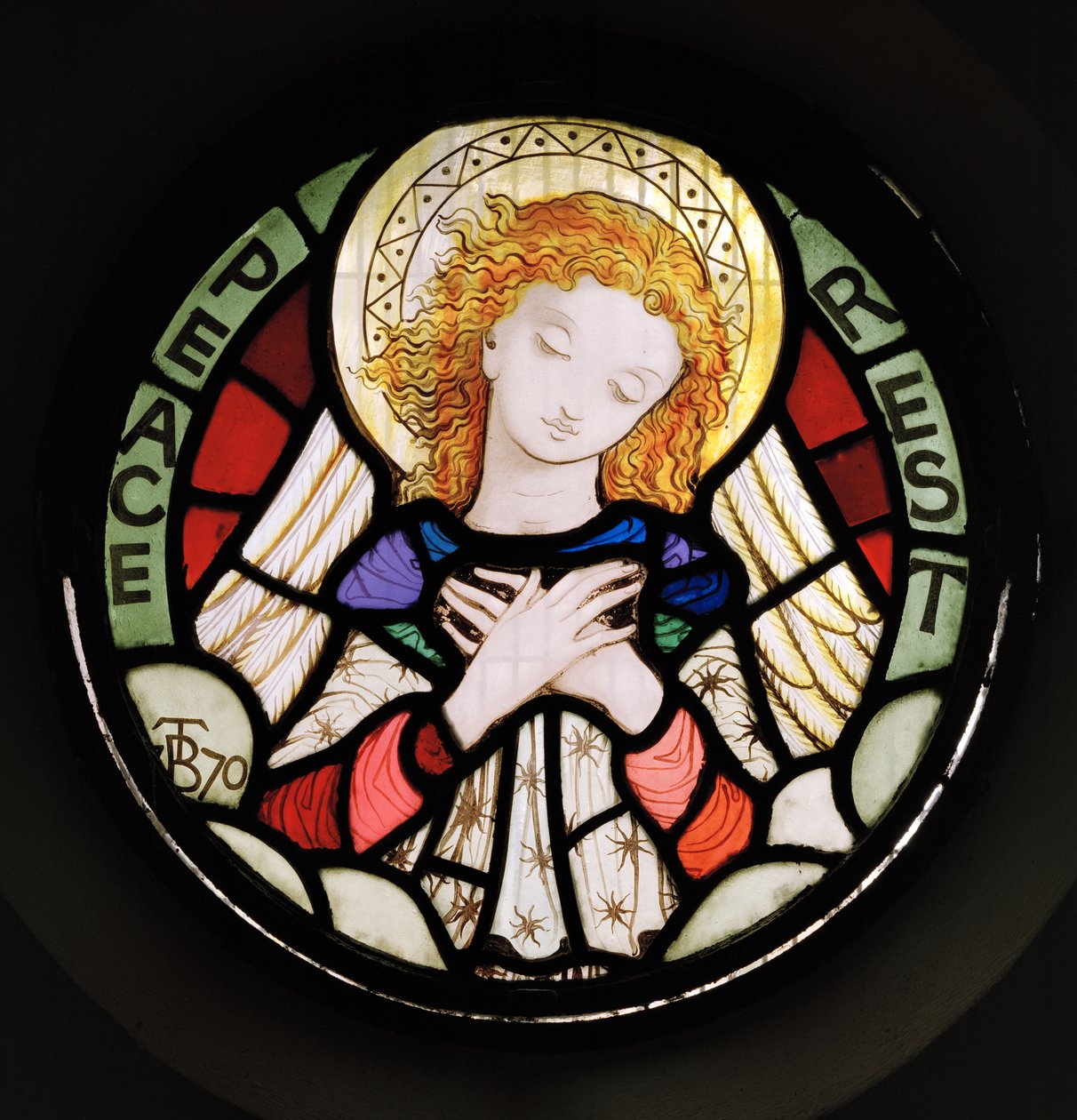 Ängel, fred och vila, 1870 (målat glas) av Thomas Boddington