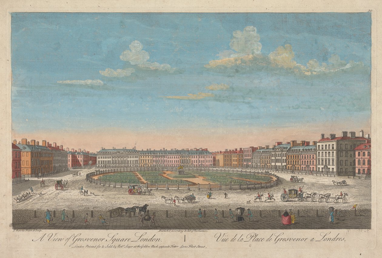 Utsikt över Grosvenor Square, London av Thomas Bowles