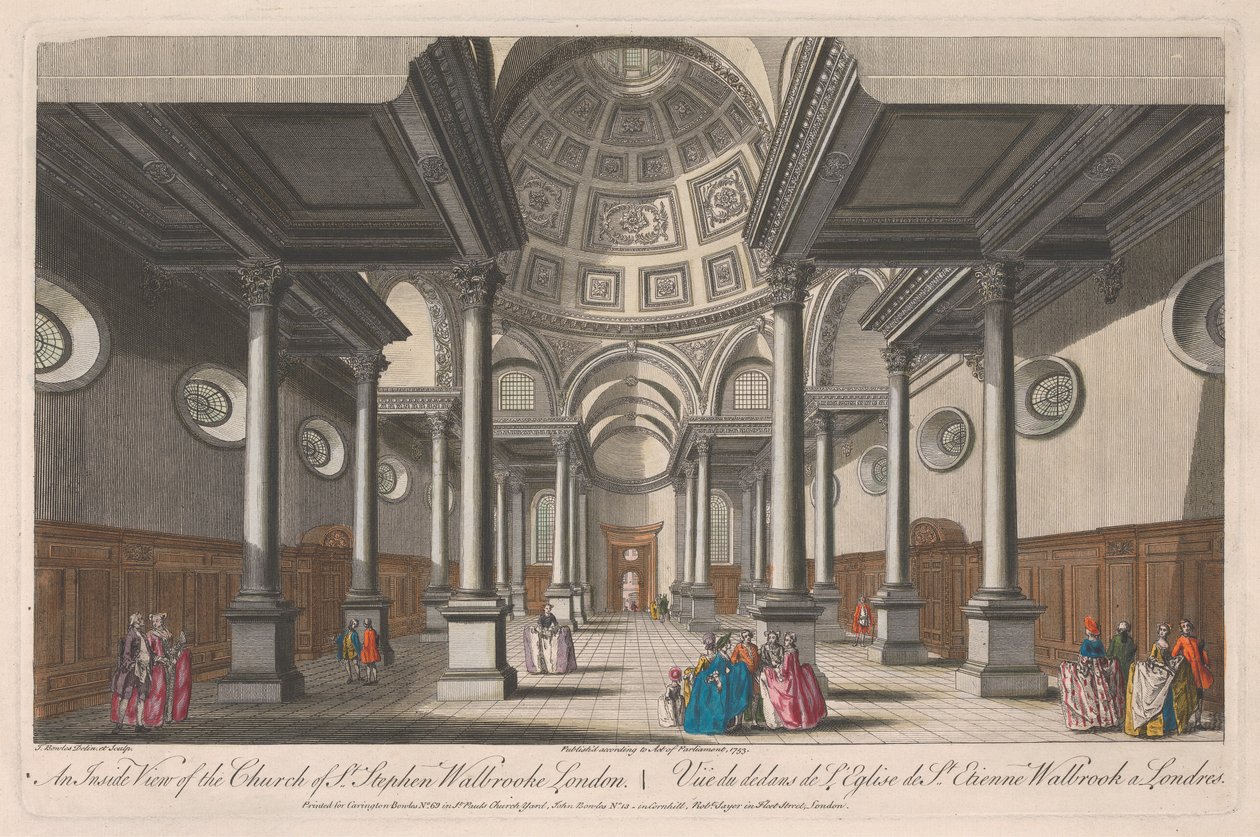 En Inside View av Church of St Stephen, Walbrooke, London av Thomas Bowles