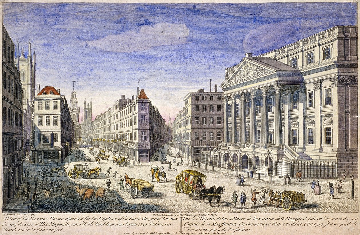 Mansion House exteriör, London, 1751 av Thomas Bowles