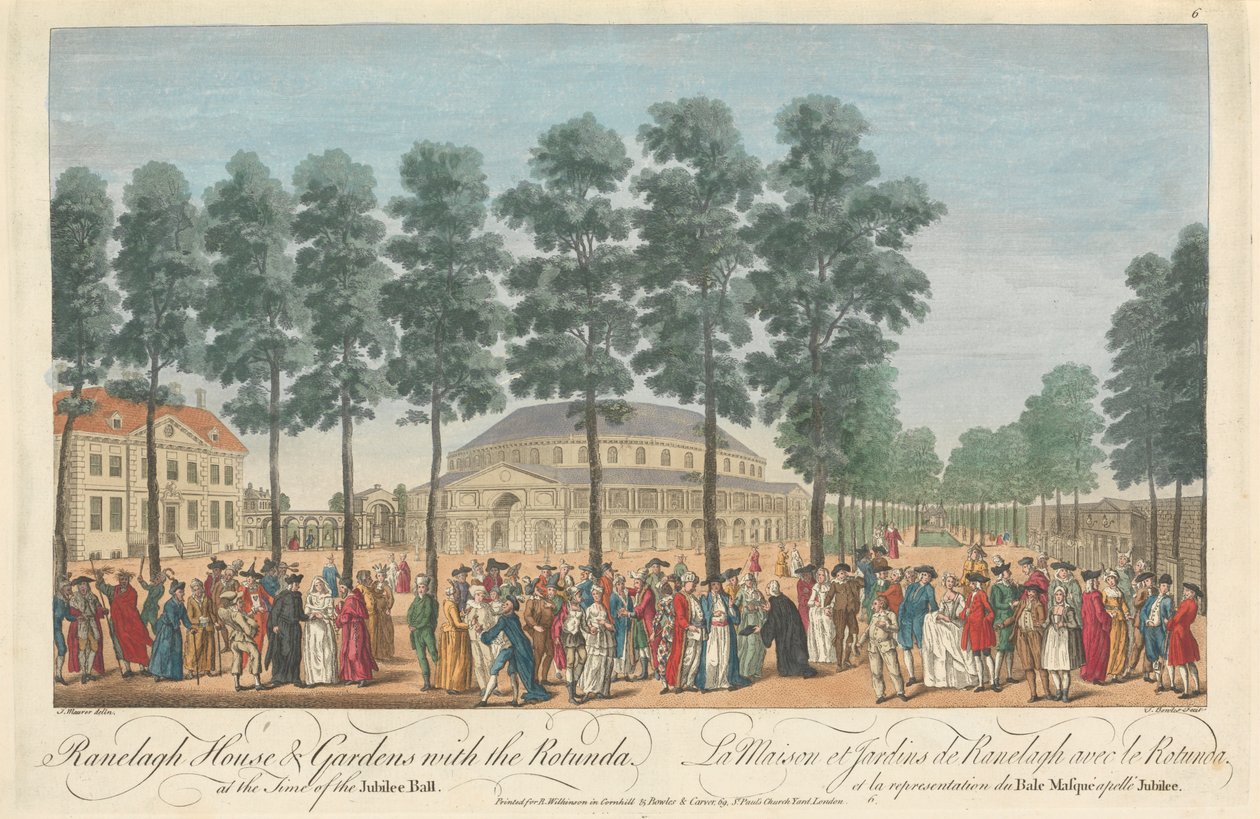 Ranelagh House & Gardens med Rotundan vid Jubileumsbalens tid av Thomas Bowles