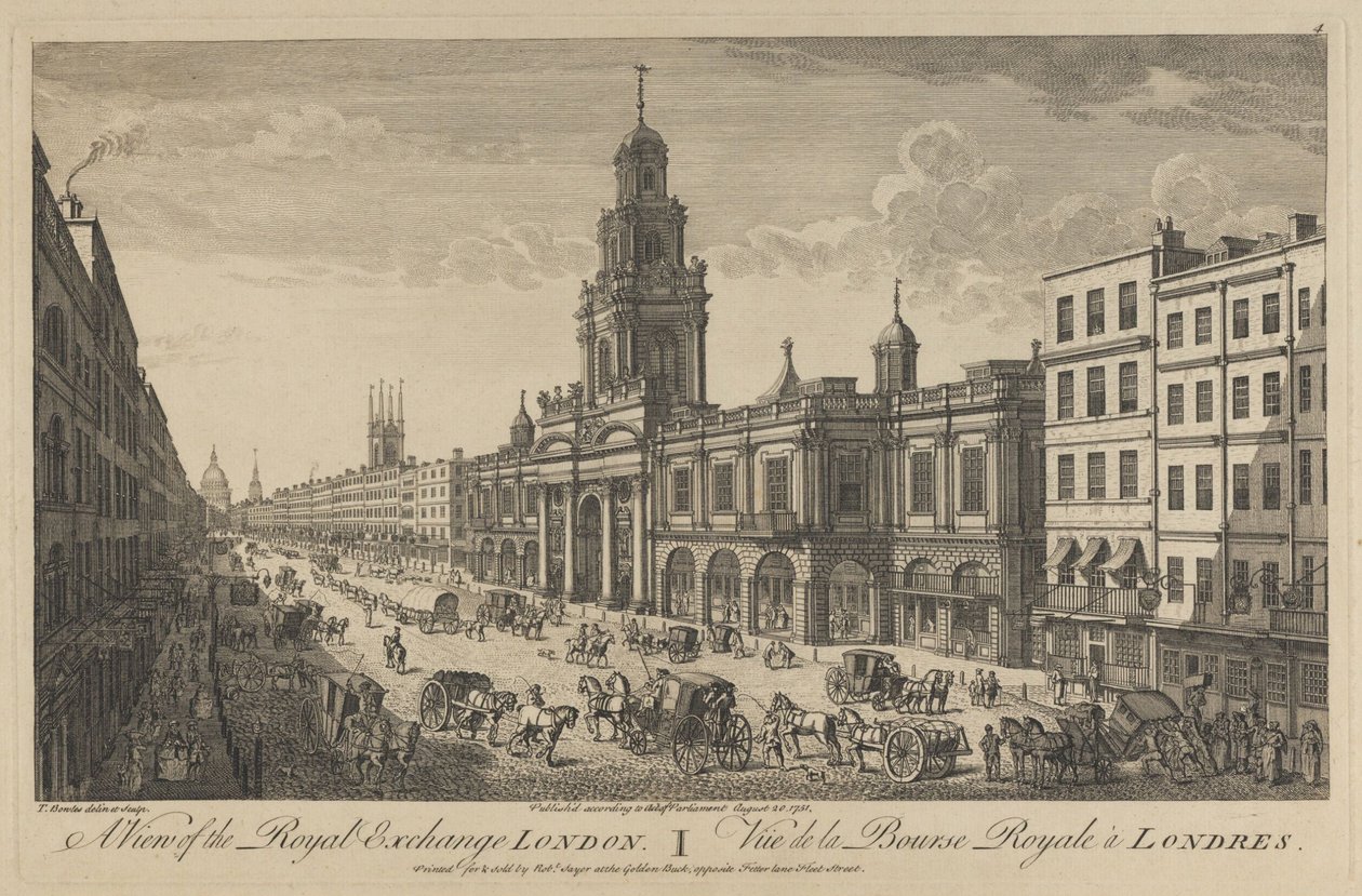 Utsikt över Royal Exchange London, 1751 av Thomas Bowles