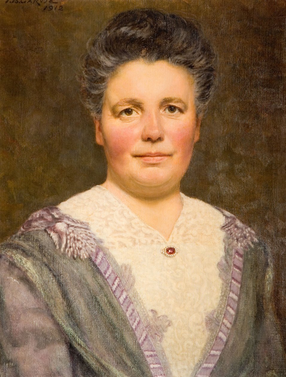 Porträtt av Geraldine Cadbury Nee Southall, 1912. av Thomas Bowman Garvie