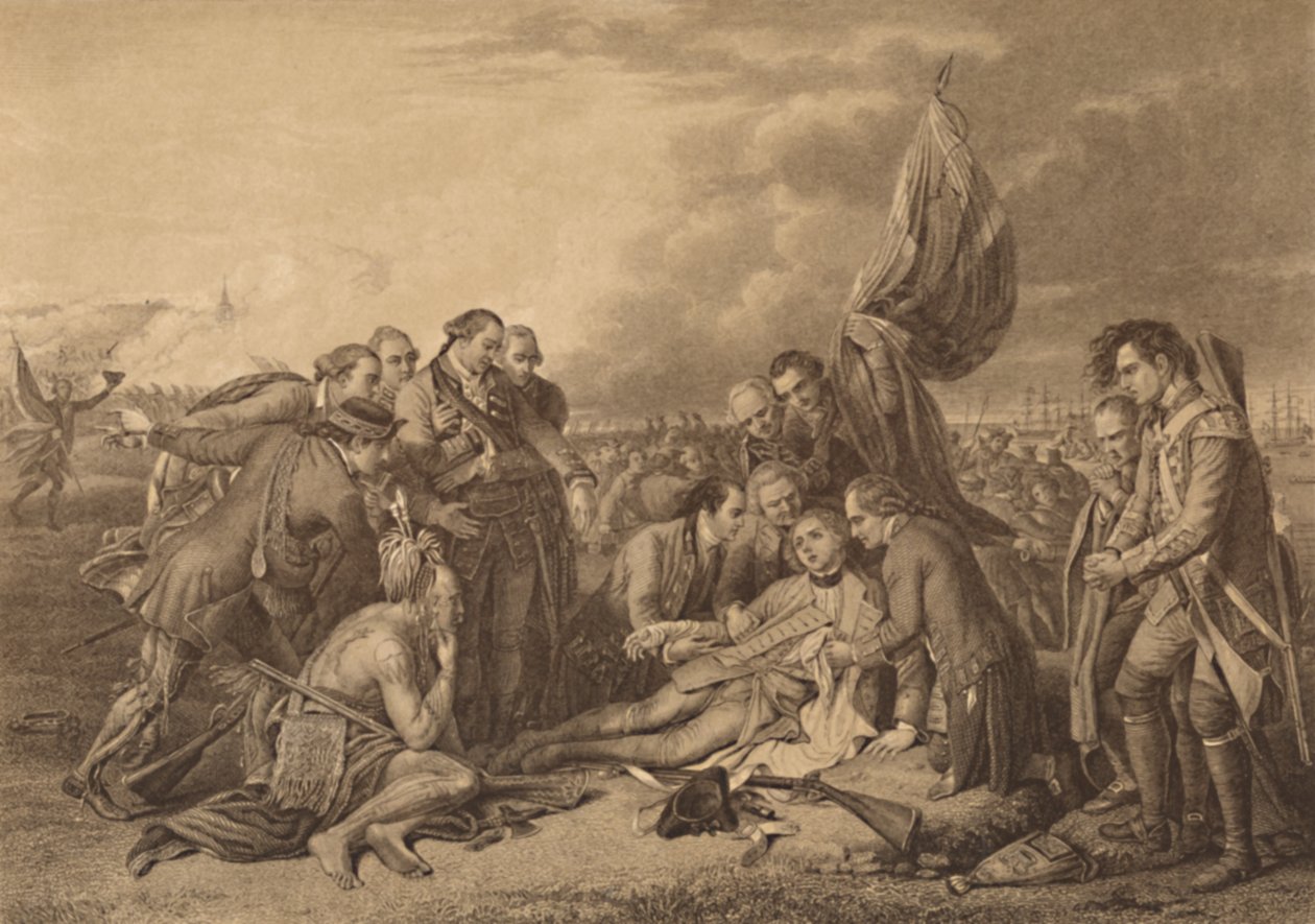 General Wolfes död på Abrahams höjder, Quebec, 13 september 1759, 1886 av Thomas Brown