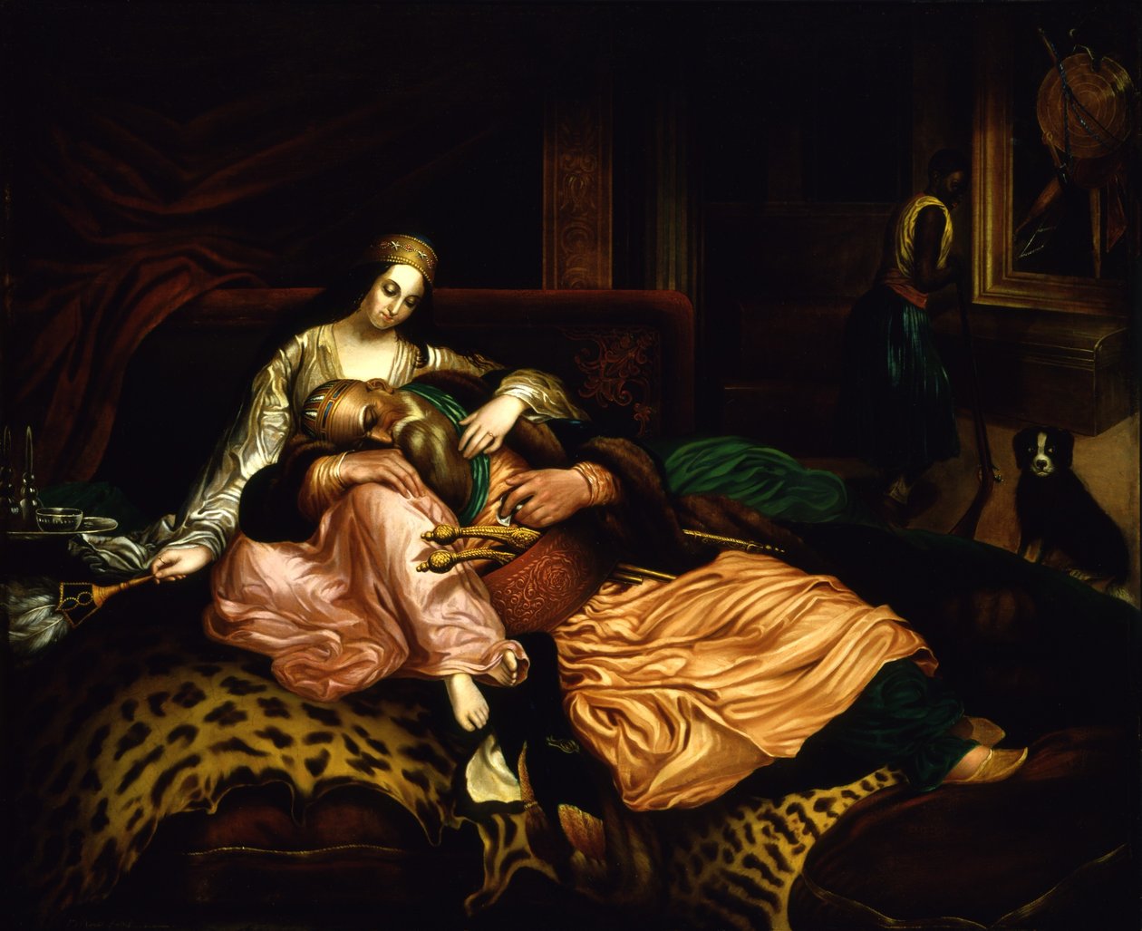(Interiörscen med sultan och konkubin) av Thomas Buchanan Read