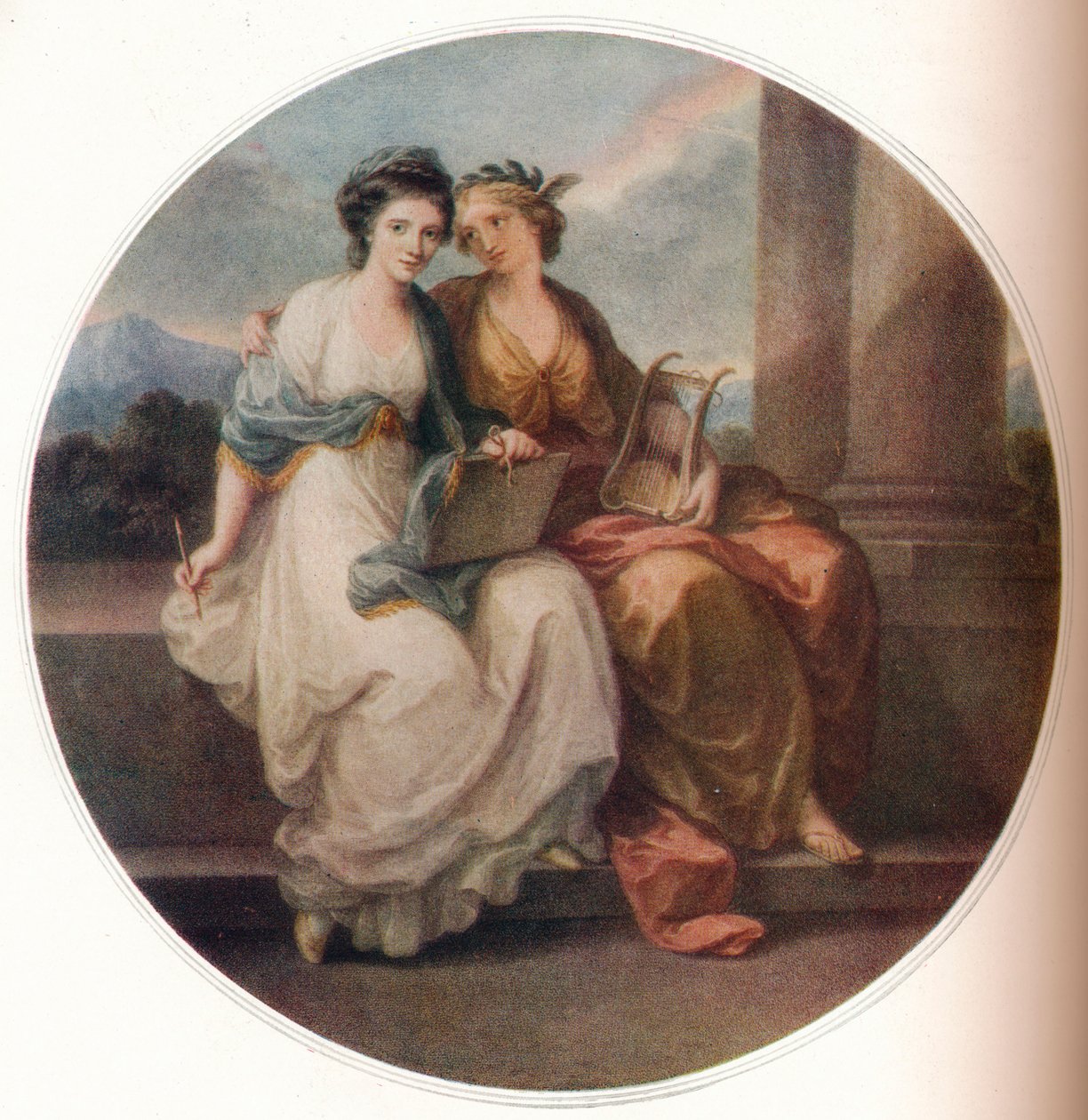 Angelica Kauffmann in the Character of Design lyssnar på Inspiration of Poetry, 1782, 1921 av Thomas Burke