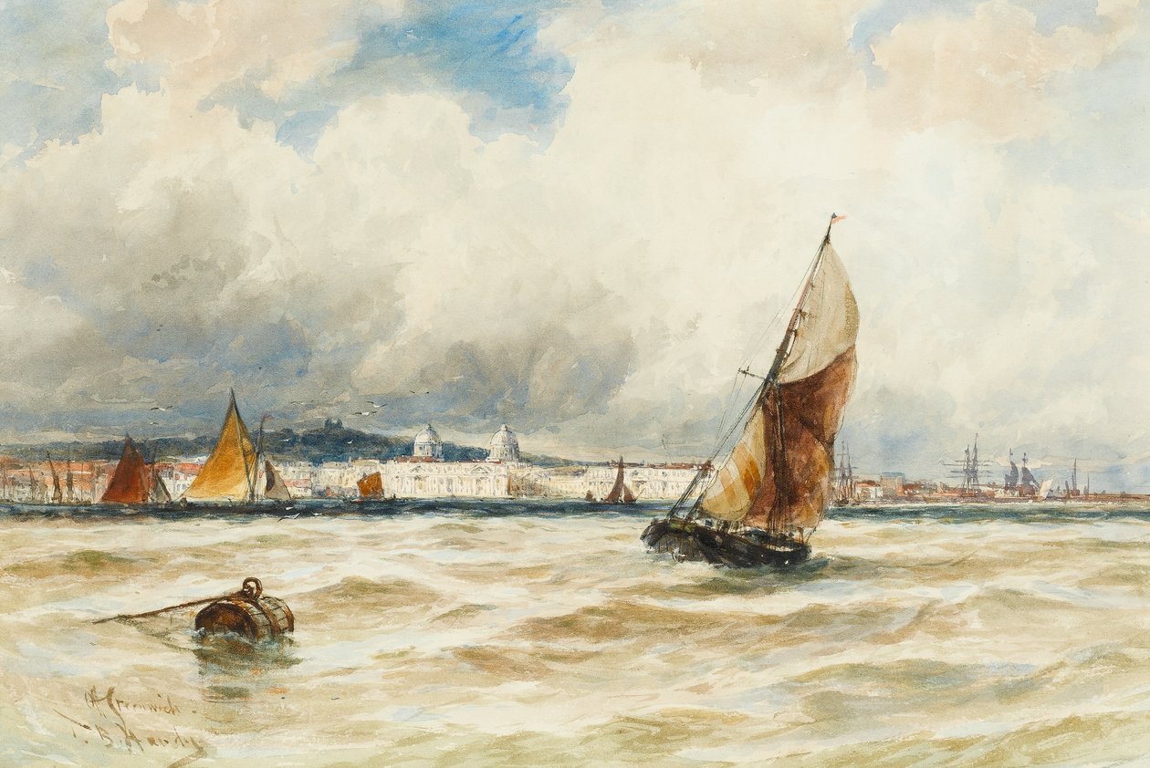 Greenwich Hospital och Naval College från Themsen (wc på papper) av Thomas Bush Hardy