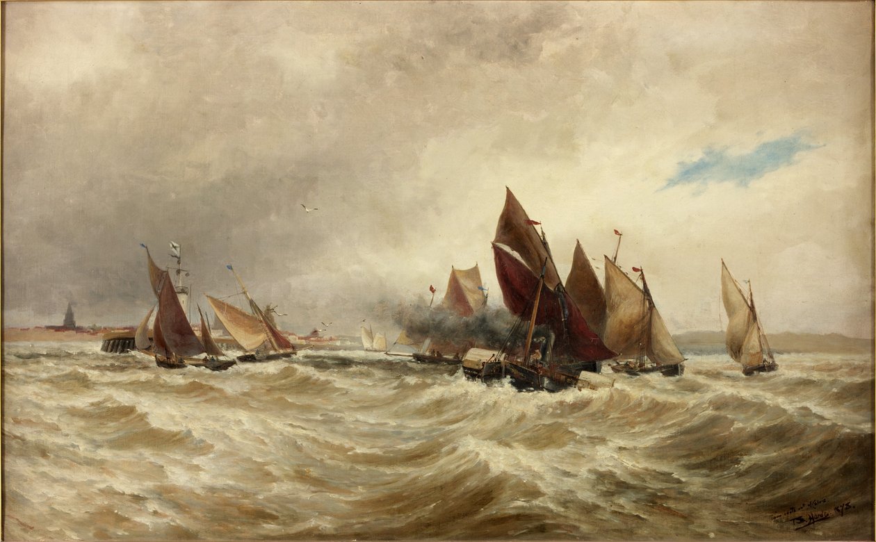 Bogsering av båtar från Calais av Thomas Bush Hardy