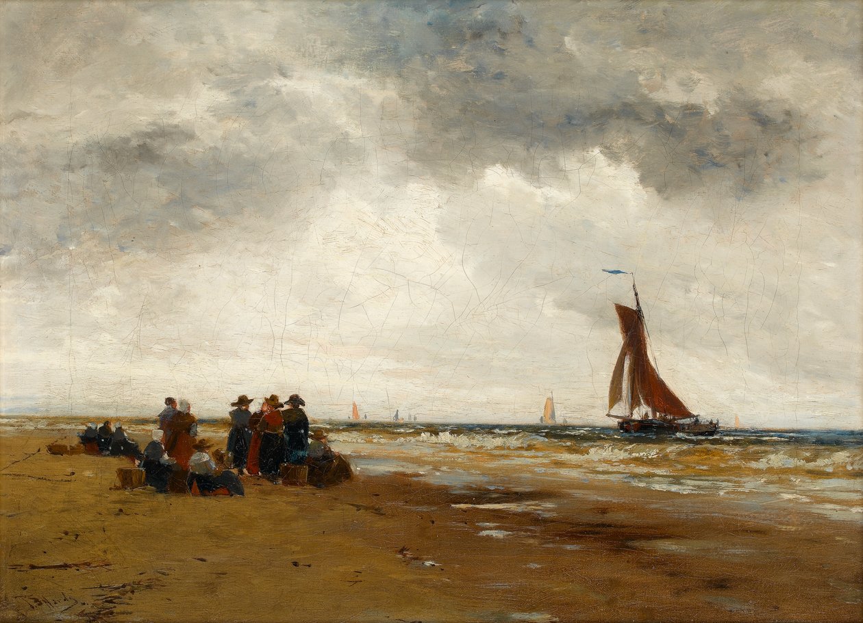 Väntar på att fiskebåtarna återvänder, Holland av Thomas Bush Hardy