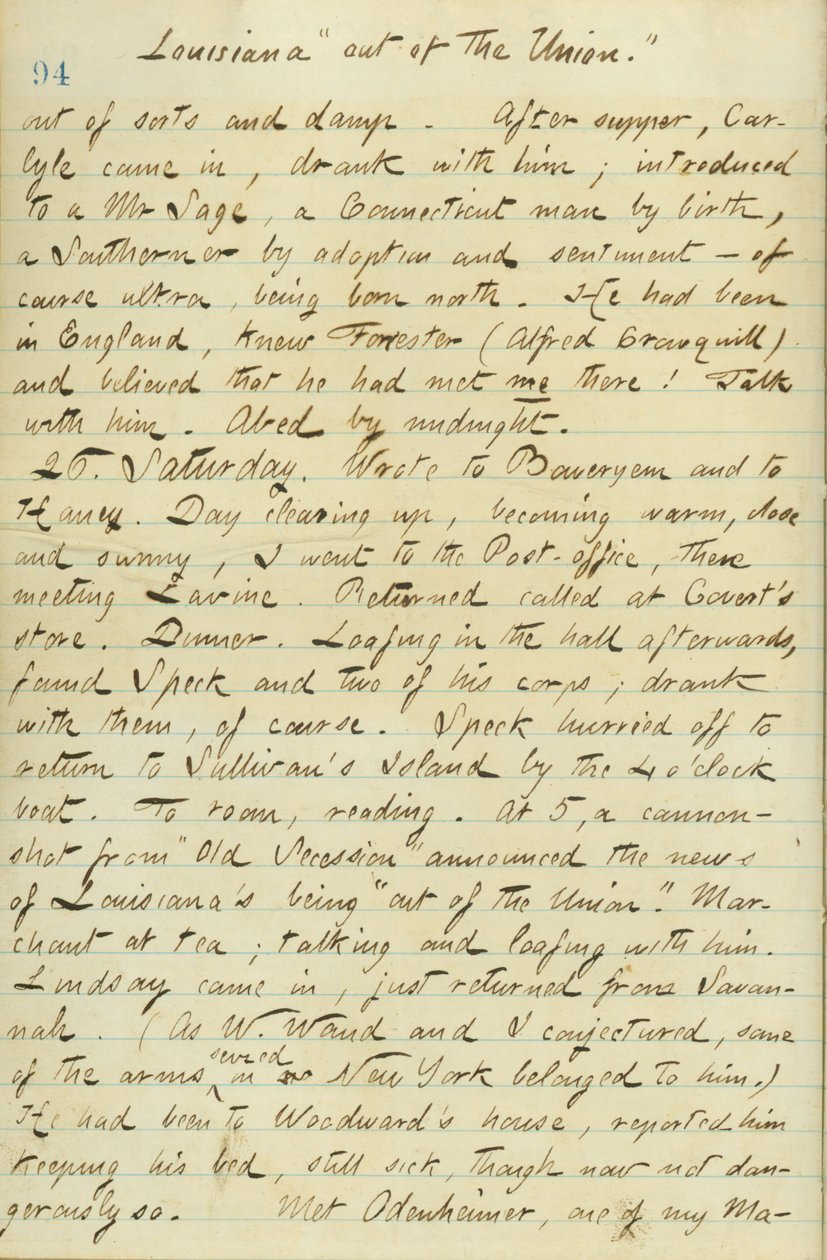Thomas Butler Gunn Diaries- Volume 15, page 104, January 25, 1861 av Thomas Butler Gunn