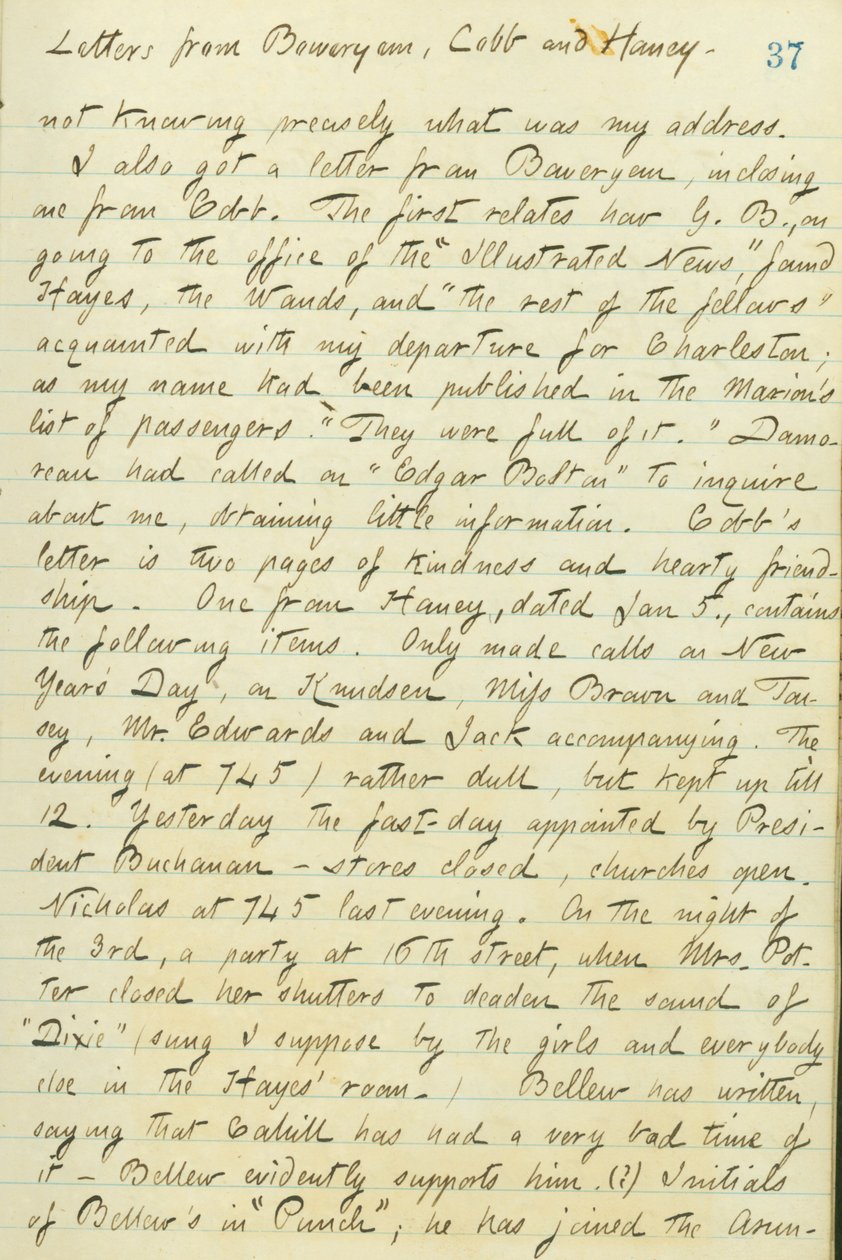 Thomas Butler Gunn Diaries- Volume 15, page 44, January 6, 1861 av Thomas Butler Gunn