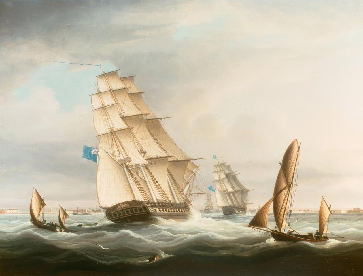 Squadron of the Blue utanför Portsmouth av Thomas Buttersworth