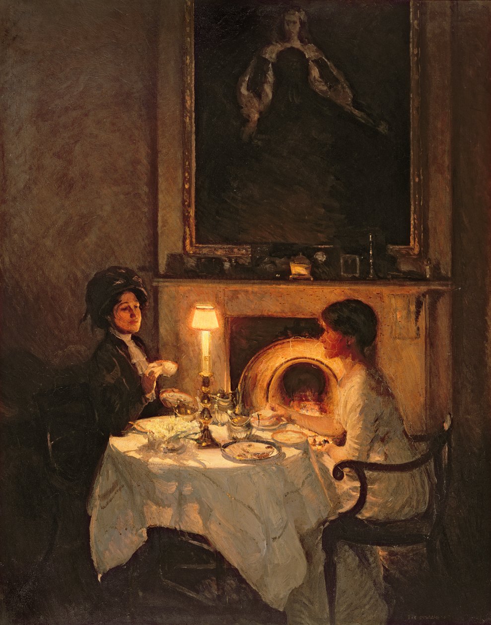 En ringare, levande ljus och te (olja på duk) av Thomas Cantrell Dugdale