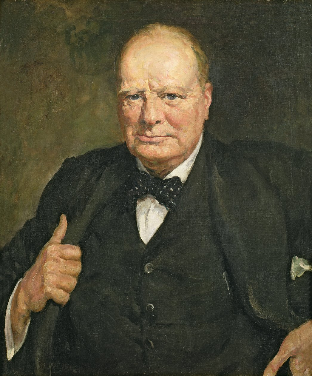 Porträtt av Sir Winston Churchill (1874-1965) (olja på duk) av Thomas Cantrell Dugdale