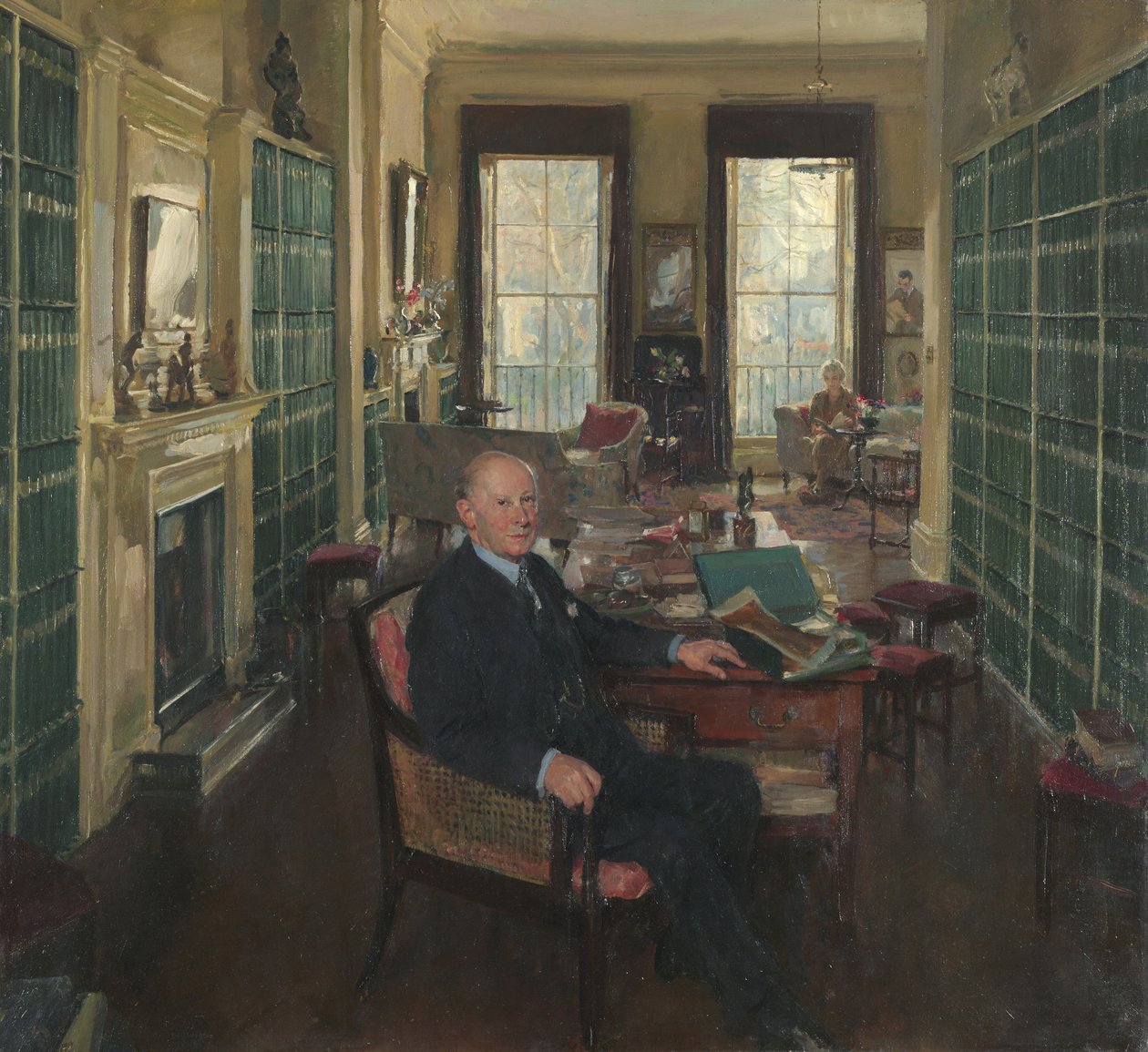 Sir Robert Witt i sitt bibliotek på 32 Portman Square av Thomas Cantrell Dugdale