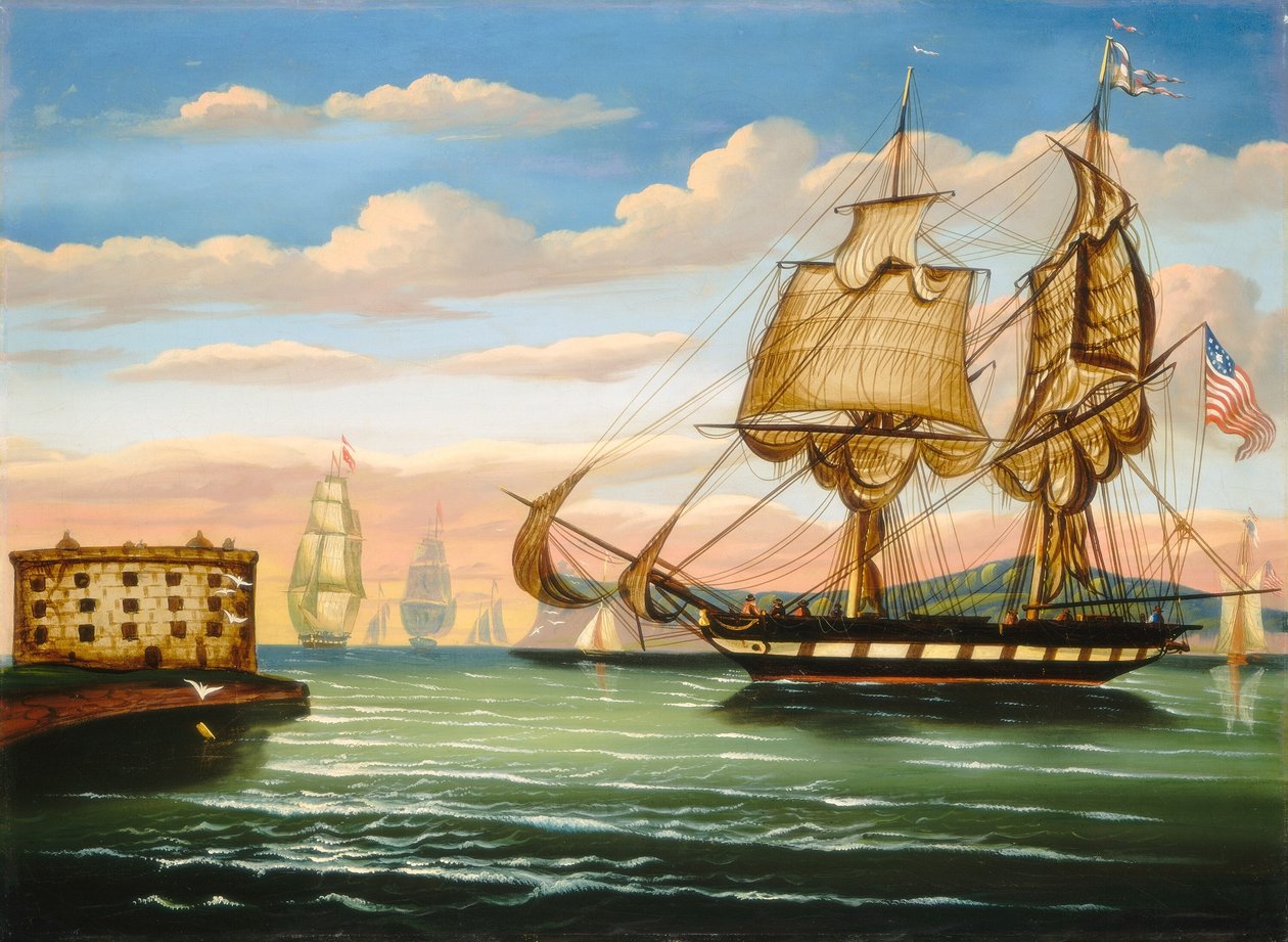 New York-bukten, solnedgång av Thomas Chambers