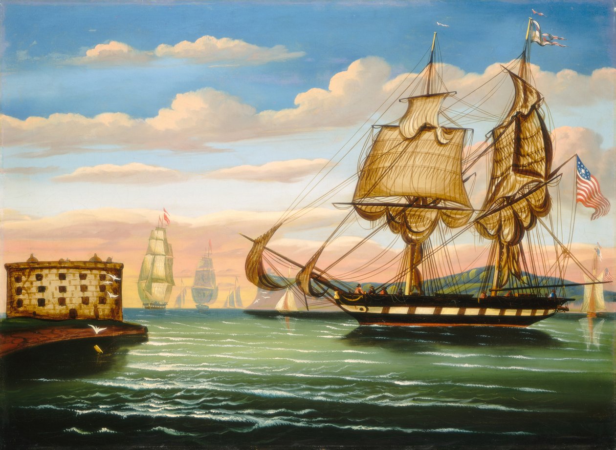 Bay of New York, solnedgång, mitten av 1800-talet. av Thomas Chambers