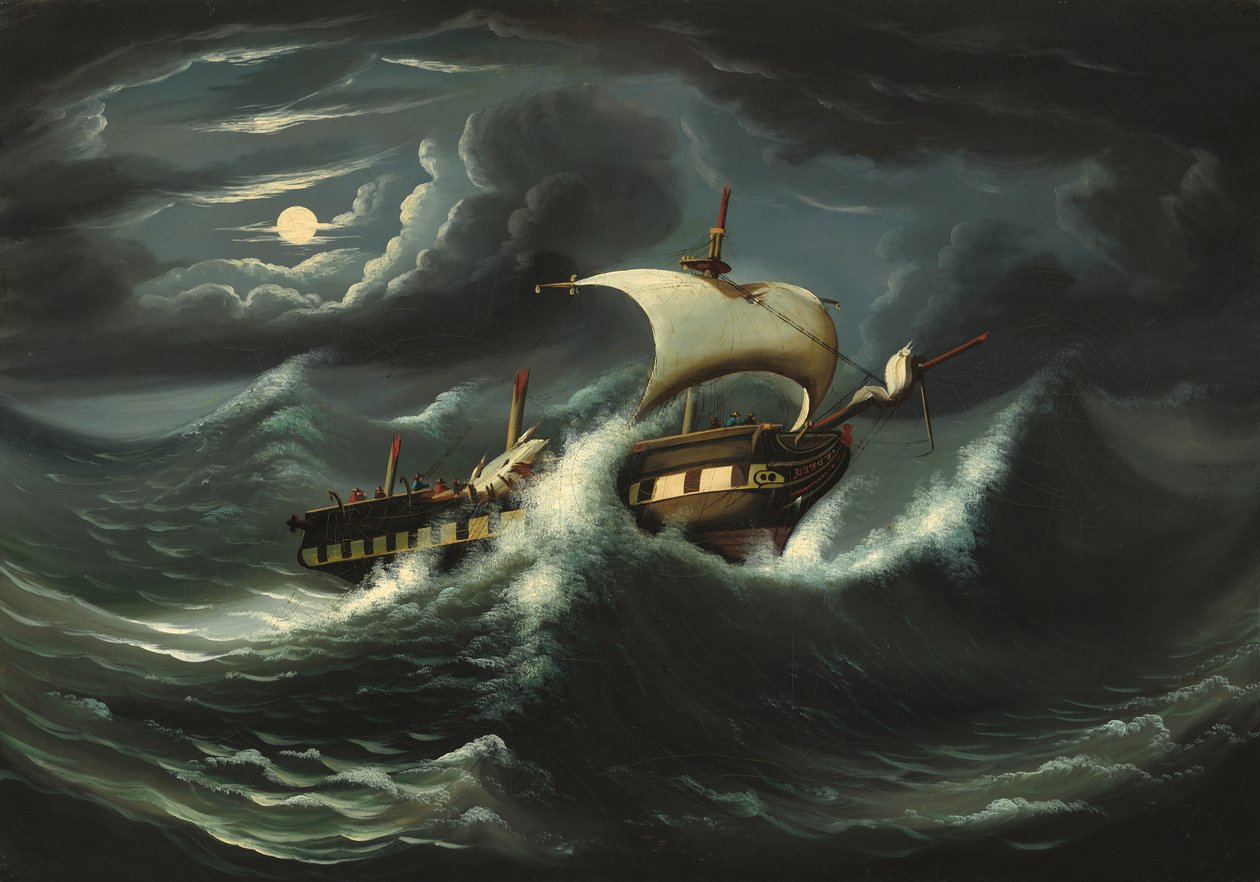 Stormfälld fregatt av Thomas Chambers