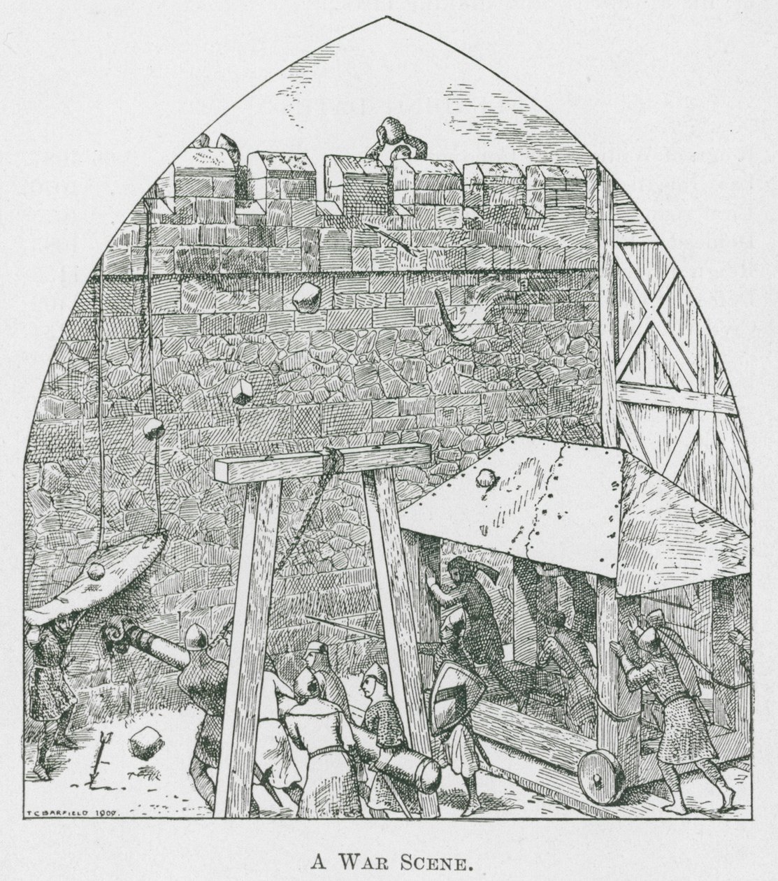 En krigsscen (litografi) av Thomas Charles Barfield