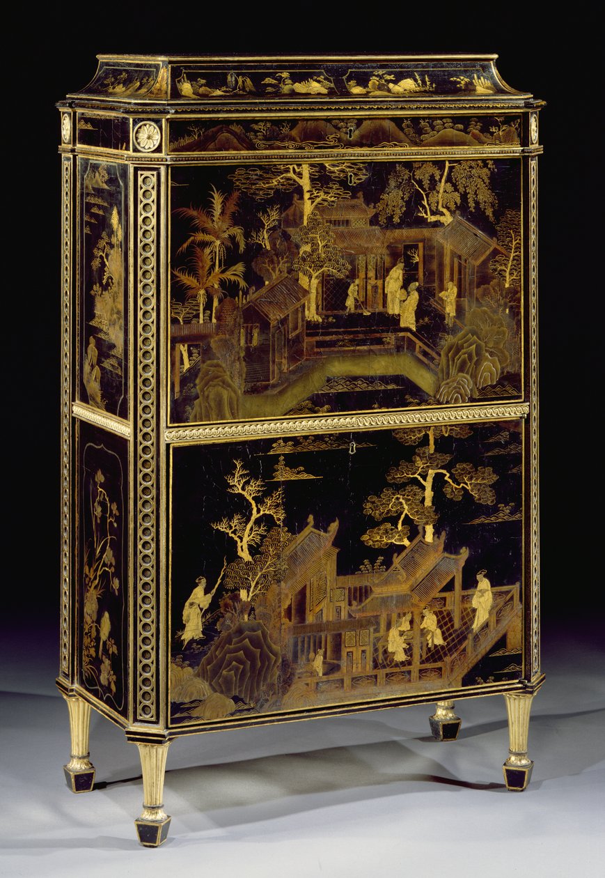 Lackerad damsekretär, gjord för Harewood House av Thomas Chippendale