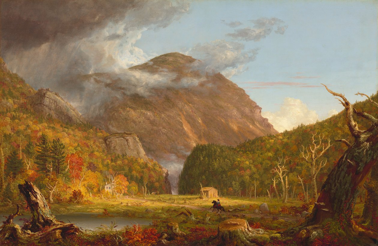 En utsikt över bergspasset som kallas för de vita bergens hack (Crawford Notch) av Thomas Cole