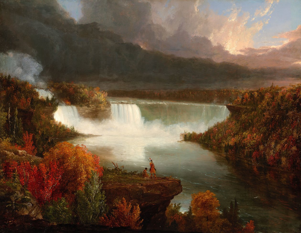 Utsikt över Niagarafallen på långt håll av Thomas Cole
