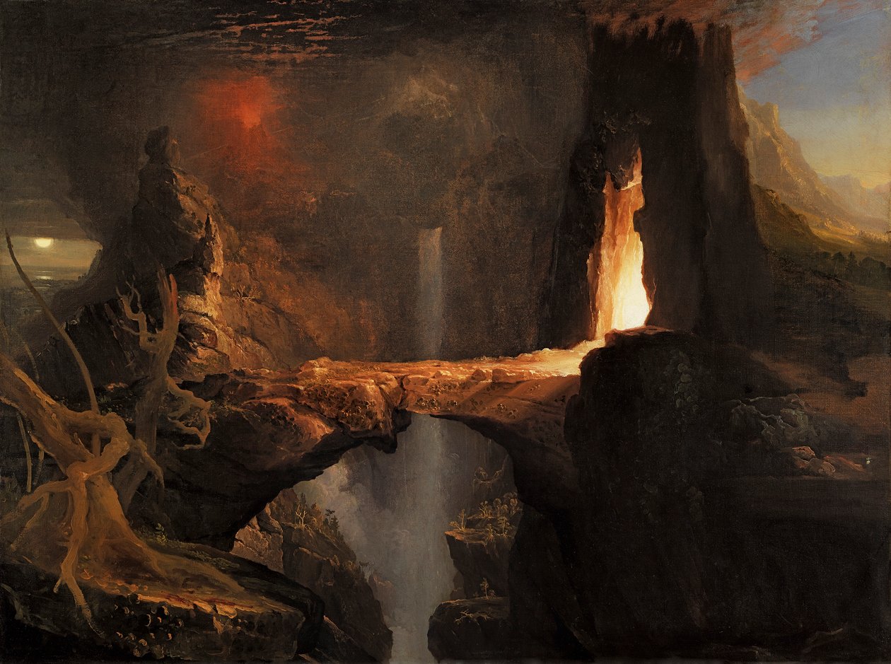Expulsion. Måne och eldsljus av Thomas Cole