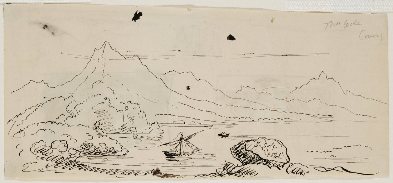 Landscape Sketch, 1841 (penna & svart bläck på krämvävt papper) av Thomas Cole