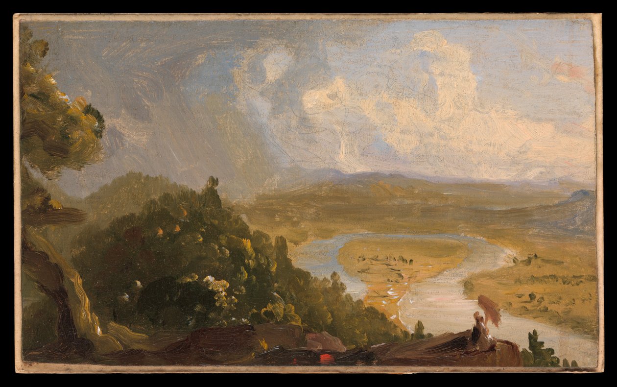 Skiss till Utsikt från Mount Holyoke, Northampton, Massachusetts, efter ett åskväder (Flodkröken) av Thomas Cole