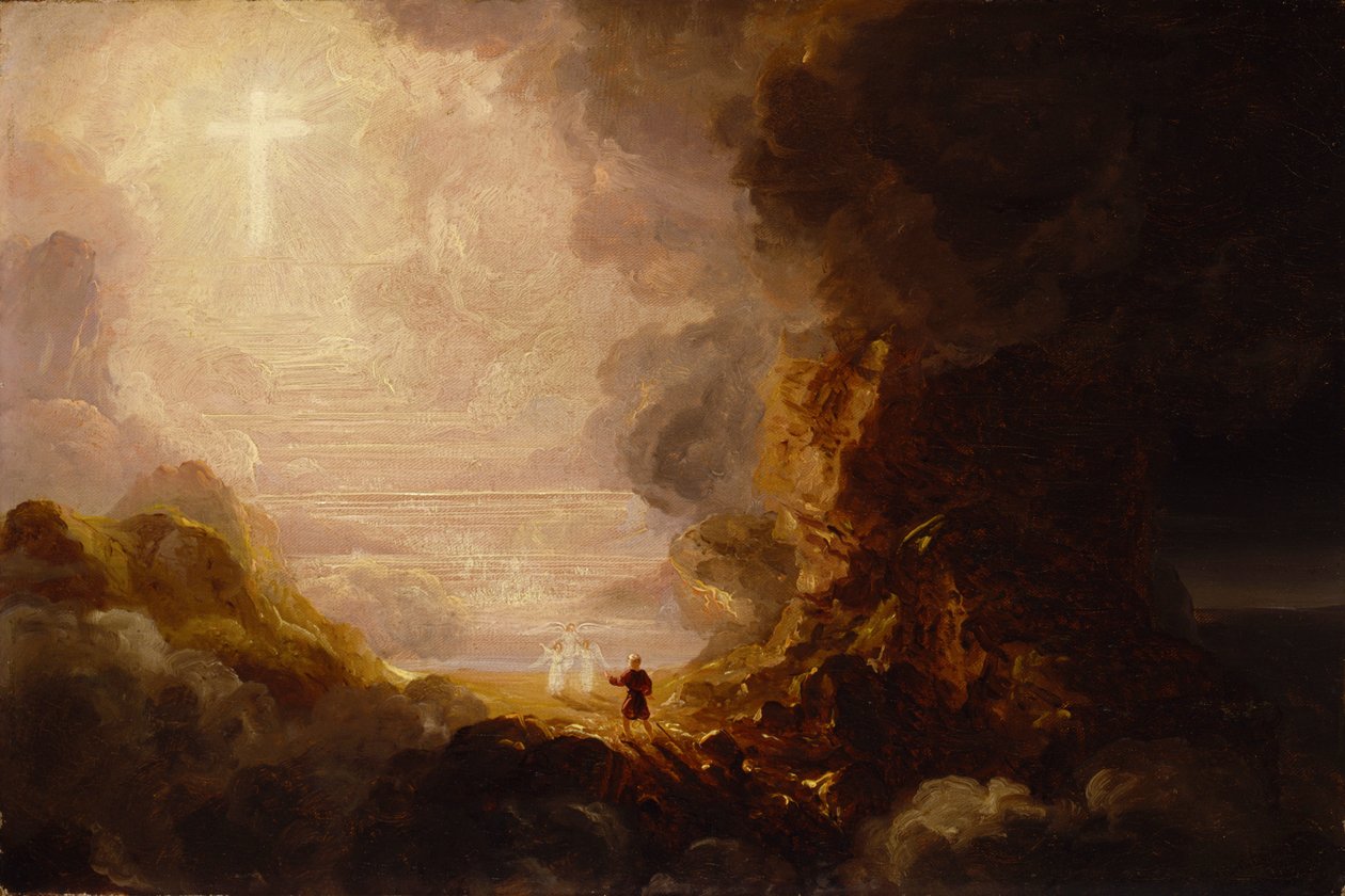 Korsets pilgrim vid slutet av sin resa (studie till serien Korset och världen) av Thomas Cole