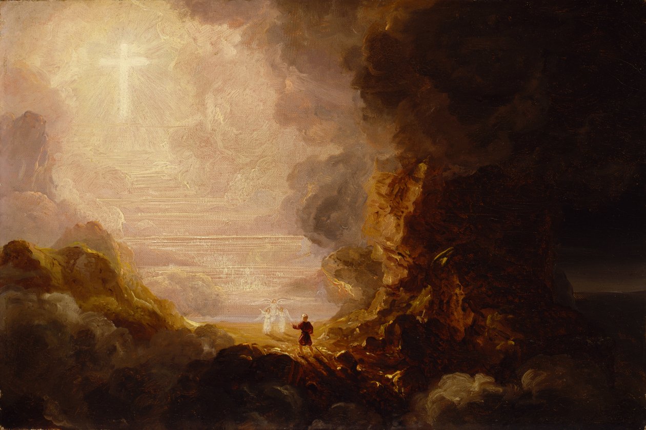 The Pilgrim of the Cross vid slutet av sin resa, ca. 1846-48 (olja på duk) av Thomas Cole