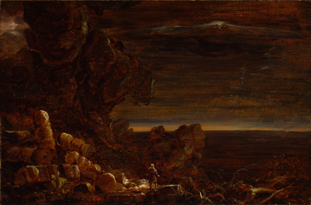 Världens pilgrim vid slutet av sin resa (studie till serien Korset och världen) av Thomas Cole