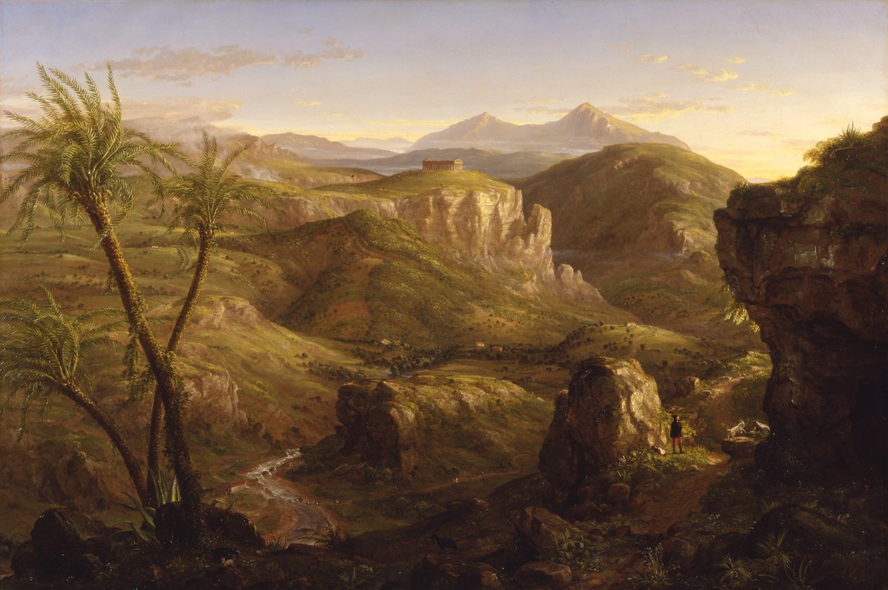 Vale and Temple of Segesta, Sicilien, 1844 av Thomas Cole