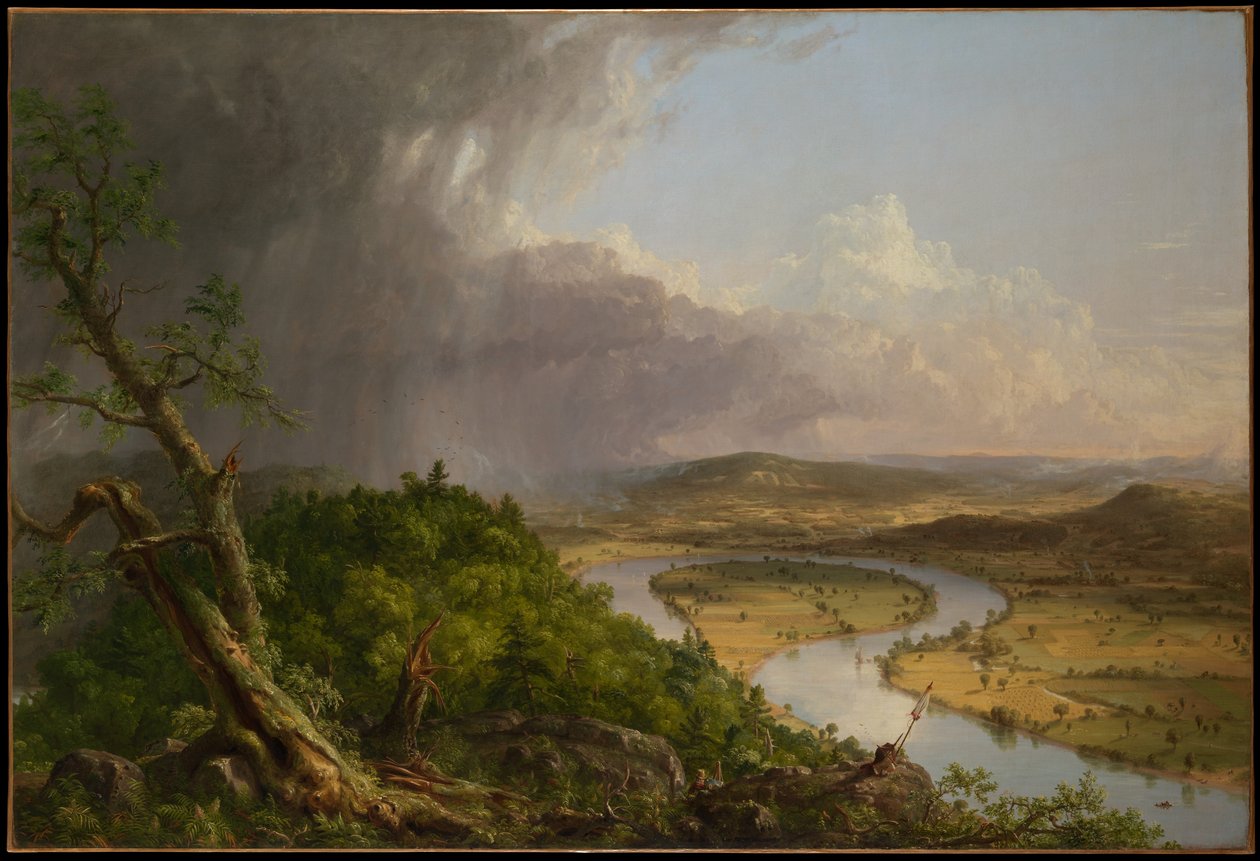 Utsikt från Mount Holyoke, Northampton, Massachusetts, efter ett åskväder - Oxbow av Thomas Cole